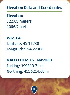 Point elevation pop-up
